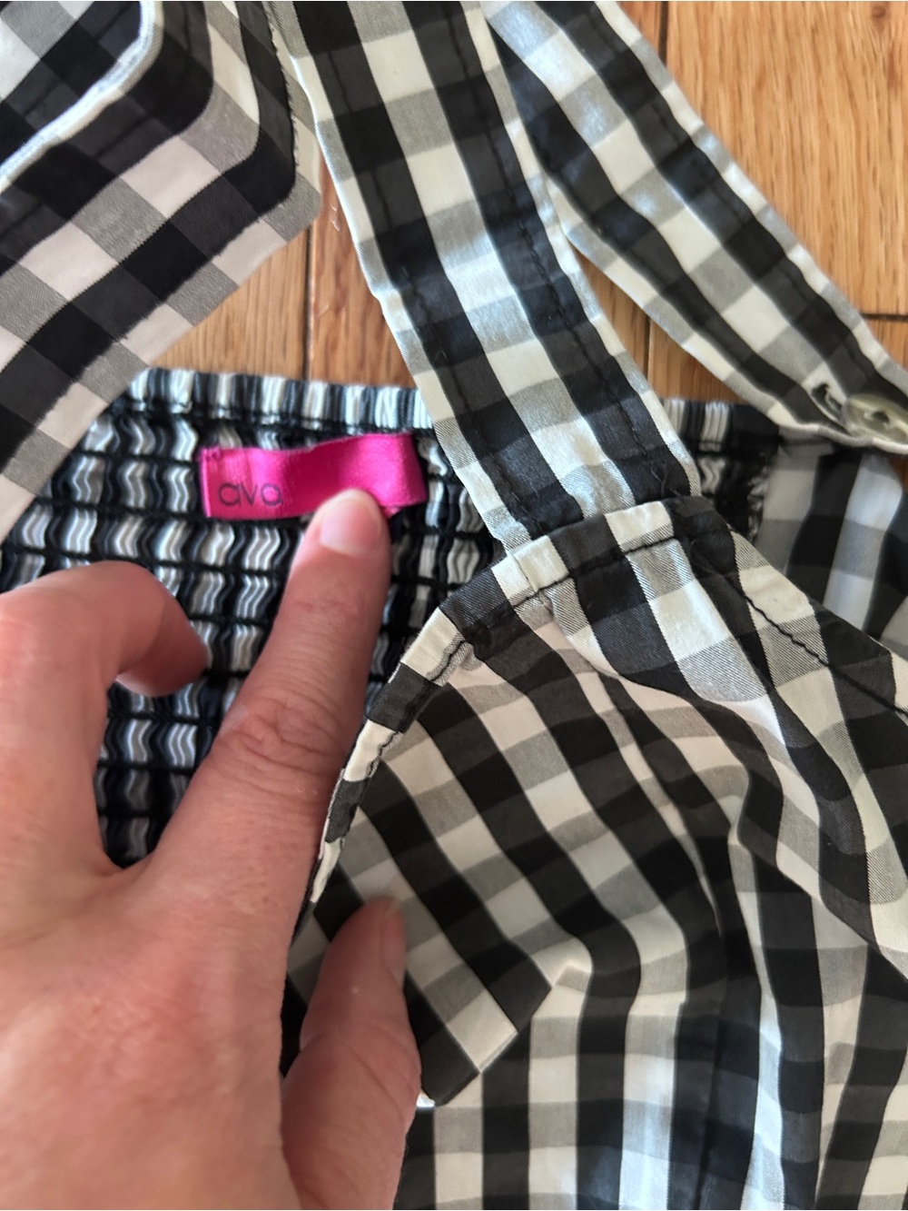Gingham Square Neck Sundress in Navy and White - Picture 4 of 9
